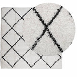 VidaXL tapis pamplona shaggy poils longs 200x200 cm crème et noir