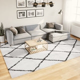 VidaXL tapis pamplona shaggy poils longs 240x340 cm crème et noir