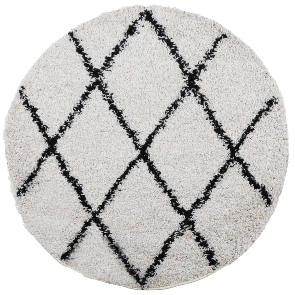 Vidaxx tapis pamplona shaggy poils longs ø 80 cm crème et noir