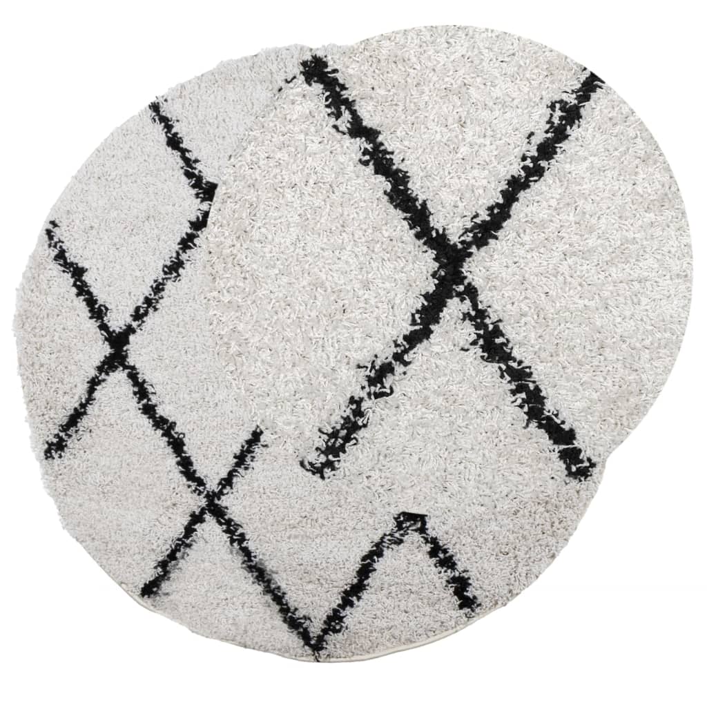 Vidaxx tapis pamplona shaggy poils longs ø 80 cm crème et noir