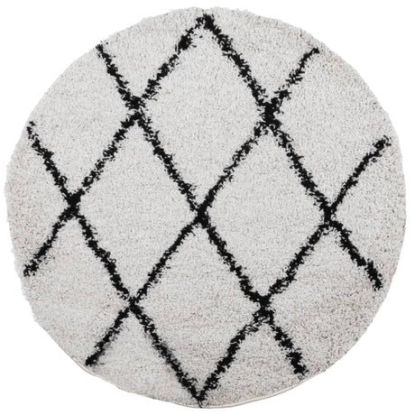 VidaXL tapis pamplona shaggy poils longs ø 120 cm crème et noir
