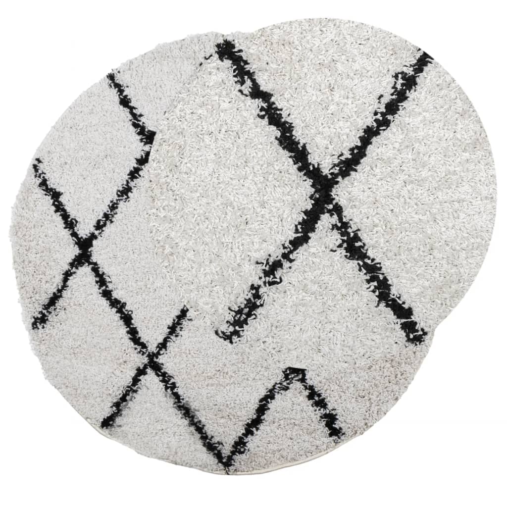 Vidaxl rug Pamplona Shaggy Highly pile Ø 120 cm cream and black