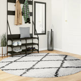 VidaXL tapis pamplona shaggy poils longs ø 200 cm crème et noir