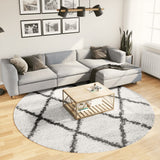 VidaXL tapis pamplona shaggy poils longs ø 240 cm crème et noir