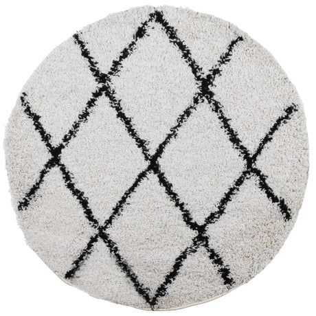 VidaXL tapis pamplona shaggy poils longs ø 280 cm crème et noir