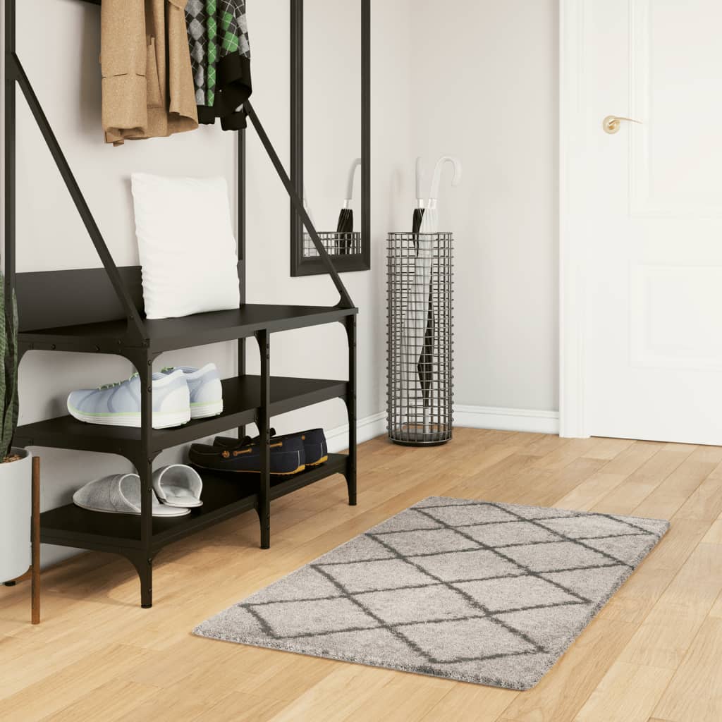 VidaXL tapis pamplona shaggy poils longs 60x110 cm beige anthracite