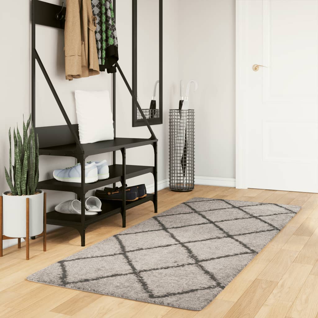 Vidaxl Rug Pamplona Shaggy Sterkt pol 80x200 cm Beige Anthracite