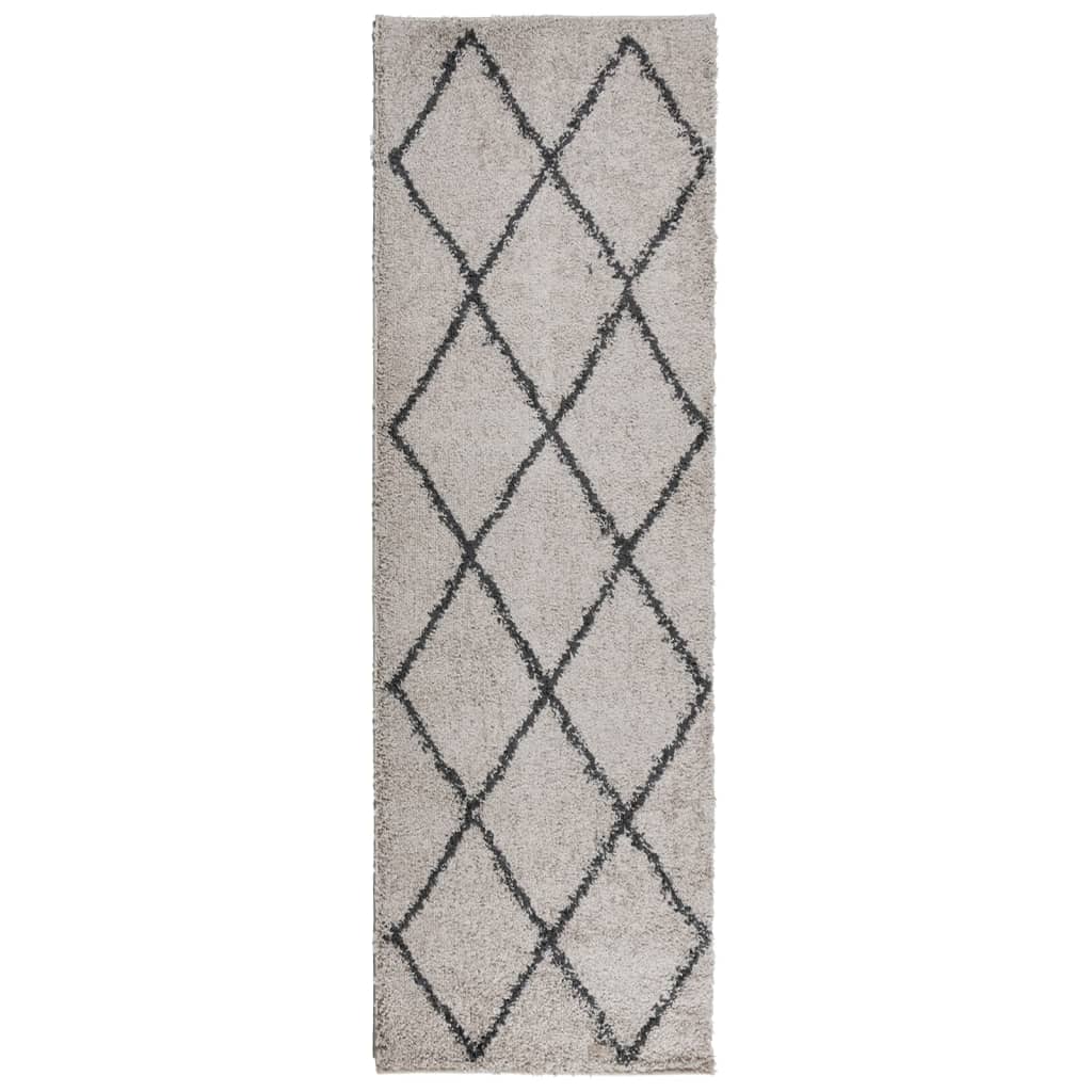 Alfombra Vidaxl Pamplona Shaggy altamente pole 80x250 cm beige antracita