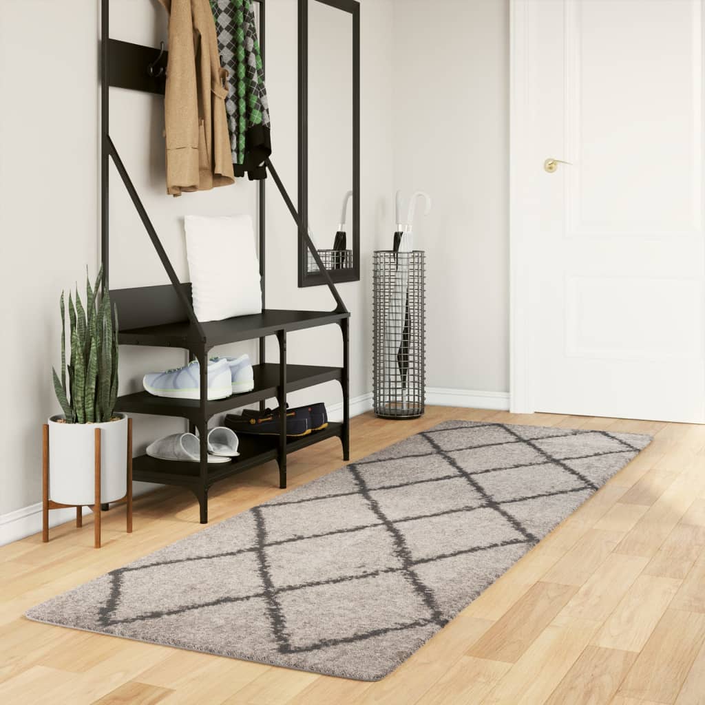 VidaXL tapis pamplona shaggy poils longs 80x250 cm beige anthracite