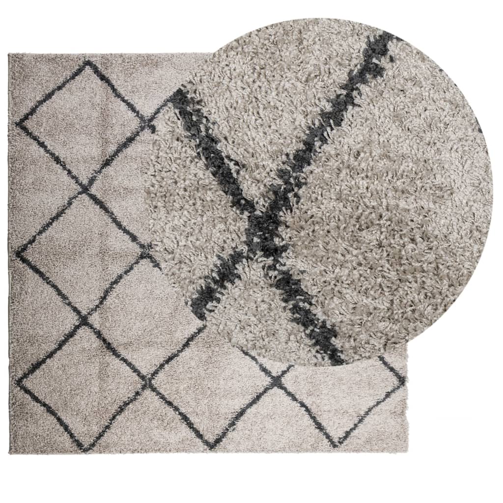 Vidaxl Rug Pamplona Shaggy Meget bunke 120x120 cm beige antracit