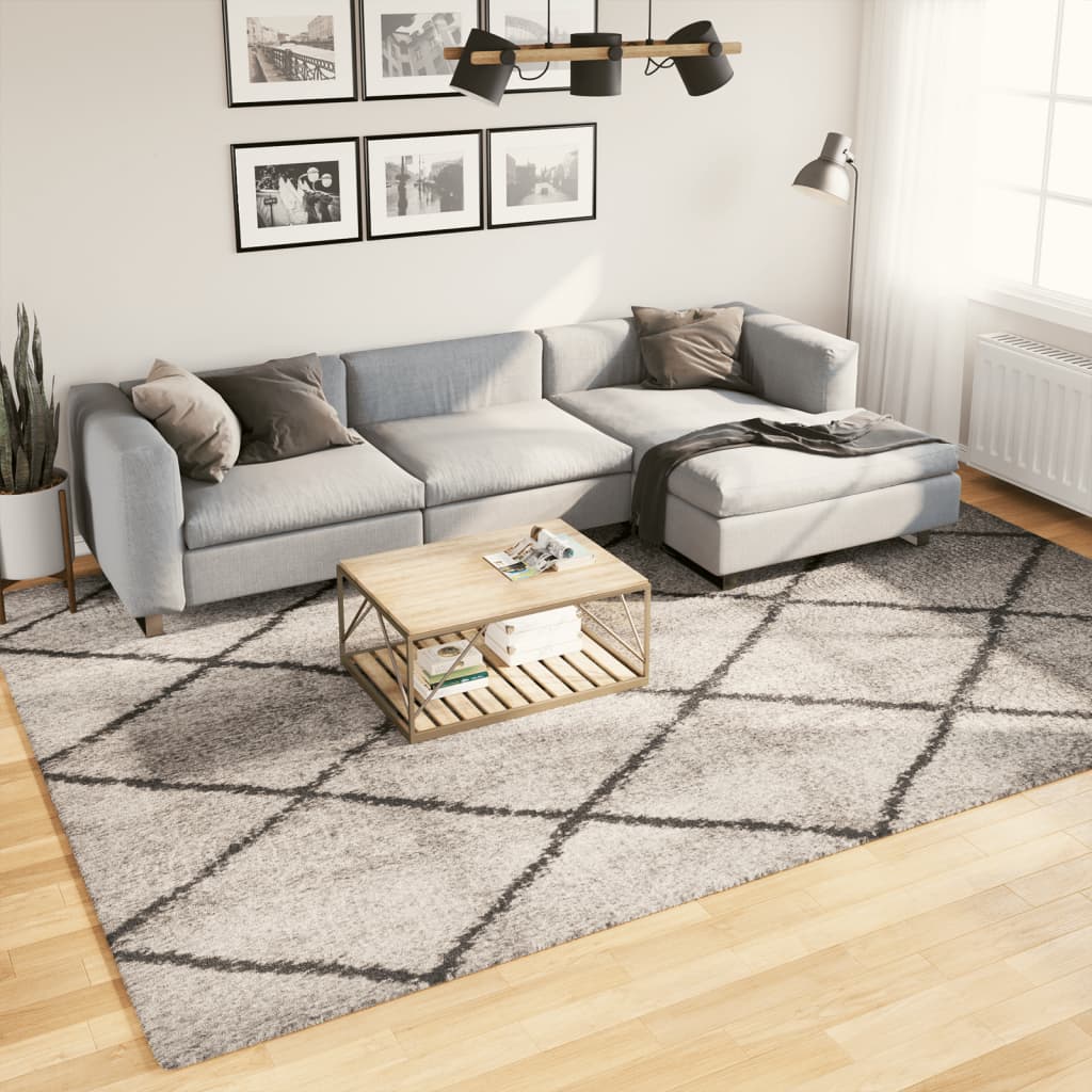 VidaXL tapis pamplona shaggy poils longs 240x340 cm beige anthracite