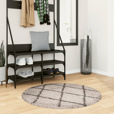 VidaXL tapis pamplona shaggy poils longs ø 100 cm beige anthracite