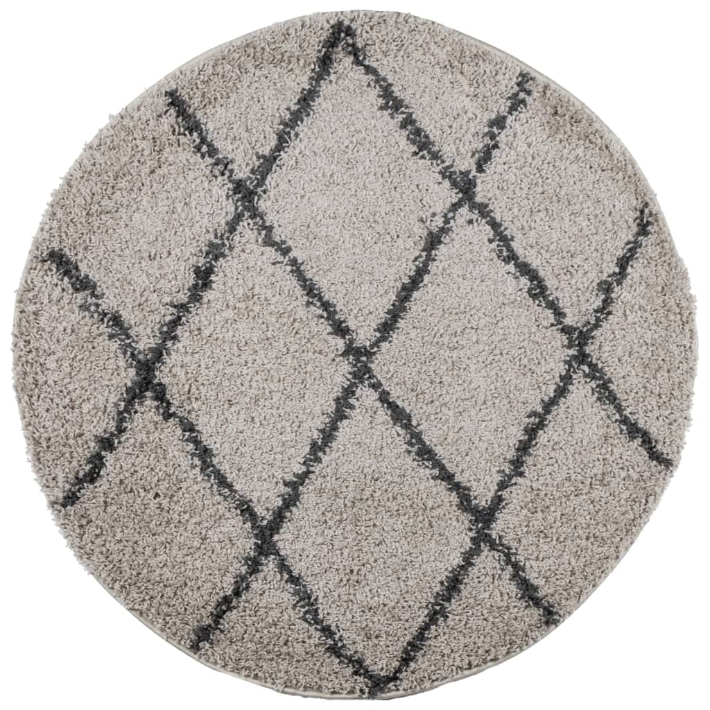 Vidaxl Rug Pamplona Shaggy Sterkt haug ø 120 cm Beige Anthracite