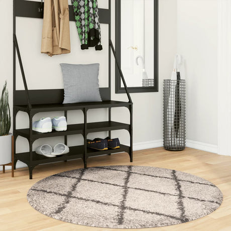 VidaXL tapis pamplona shaggy poils longs ø 120 cm beige anthracite