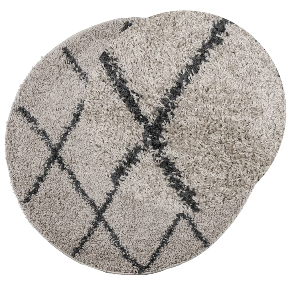 VidaXL tapis pamplona shaggy poils longs ø 160 cm beige anthracite