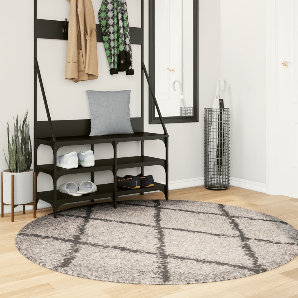 VidaXL tapis pamplona shaggy poils longs ø 160 cm beige anthracite