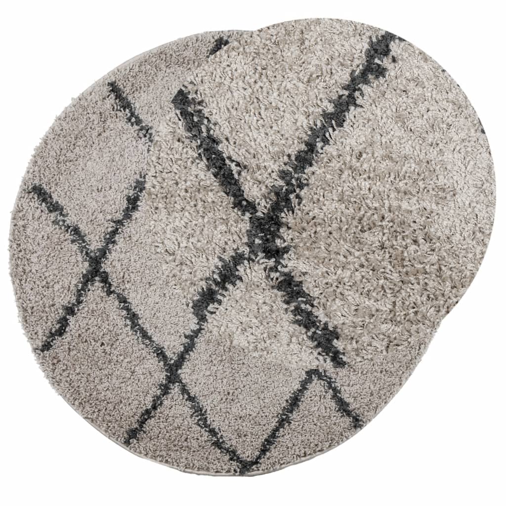 VidaXL tapis pamplona shaggy poils longs ø 240 cm beige anthracite