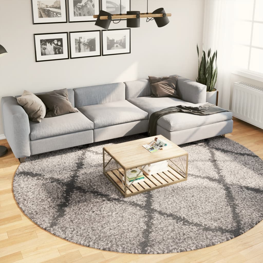 VidaXL tapis pamplona shaggy poils longs ø 280 cm beige anthracite
