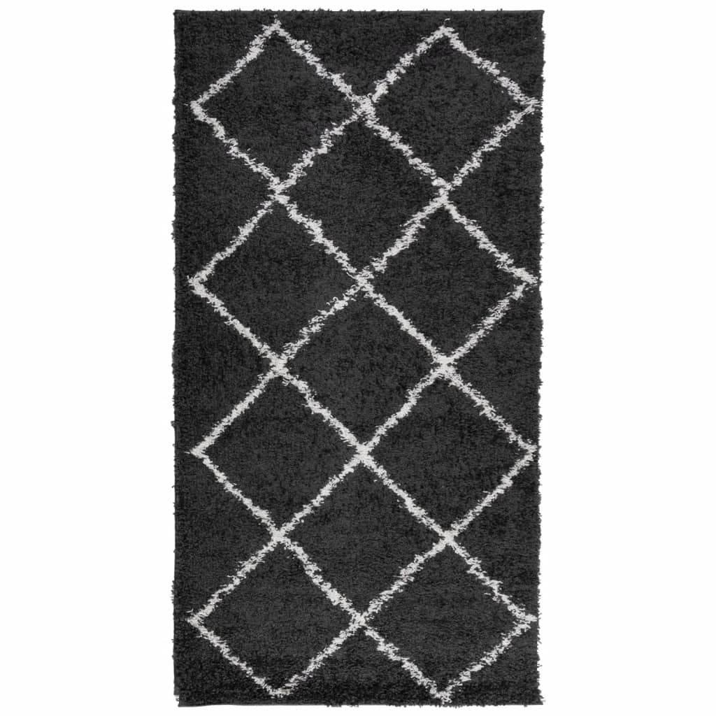 Vidaxl RUAM PAMPLONA SHAGGY ALTAMENTE POLE 80X150 cm Nero e crema