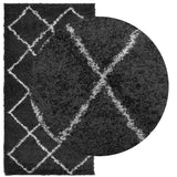VidaXL tapis pamplona shaggy poils longs 80x150 cm noir et crème