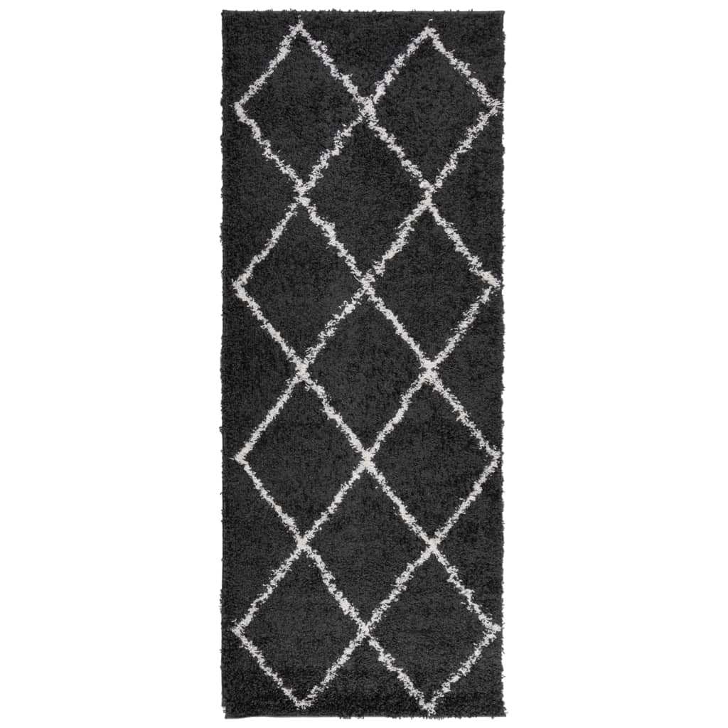 Vidaxl RUAM PAMPLONA SHAGGY ALTAMENTE POLE 80X200 CM NERO E CREAMENTO