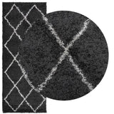 VidaXL tapis pamplona shaggy poils longs 80x200 cm noir et crème