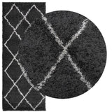 Alfombra Vidaxl Pamplona Shaggy altamente pole 80x200 cm Negro y crema