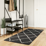 VidaXL tapis pamplona shaggy poils longs 80x200 cm noir et crème