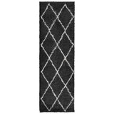 Alfombra Vidaxl Pamplona Shaggy altamente pole 80x250 cm Negro y crema