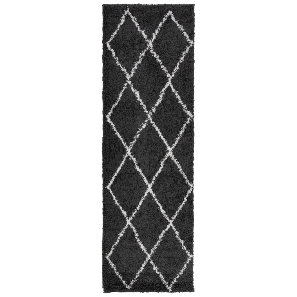 VidaXL tapis pamplona shaggy poils longs 80x250 cm noir et crème
