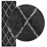 VidaXL tapis pamplona shaggy poils longs 80x250 cm noir et crème
