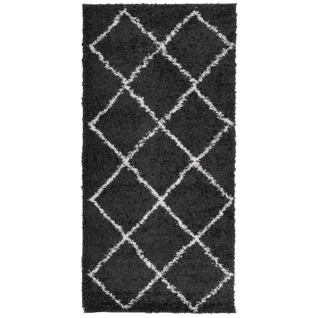 VidaXL tapis pamplona shaggy poils longs 100x200 cm noir et crème