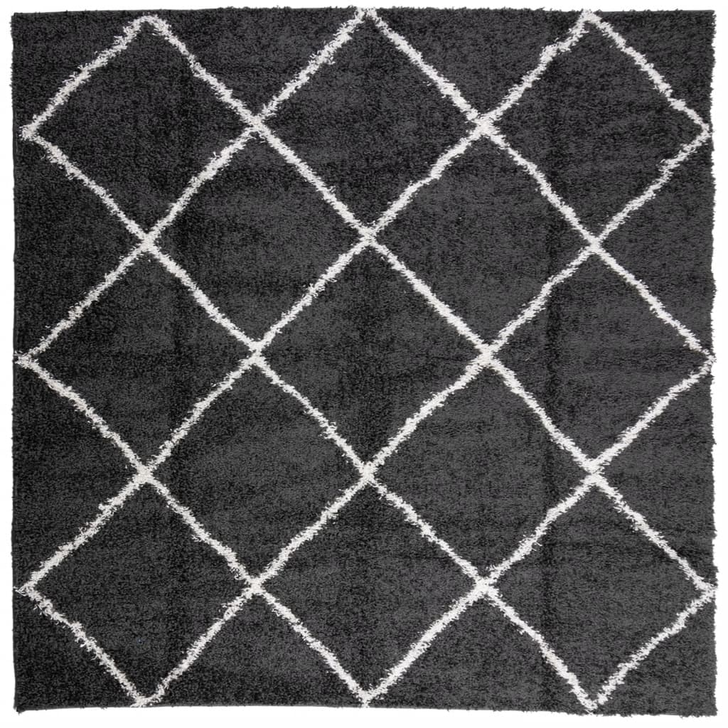 VidaXL tapis pamplona shaggy poils longs 120x120 cm noir et crème
