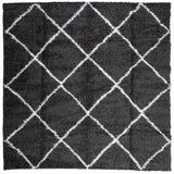 VidaXL tapis pamplona shaggy poils longs 120x120 cm noir et crème