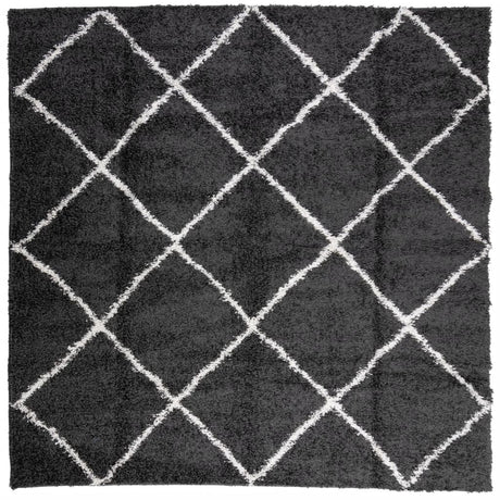 VidaXL tapis pamplona shaggy poils longs 120x120 cm noir et crème