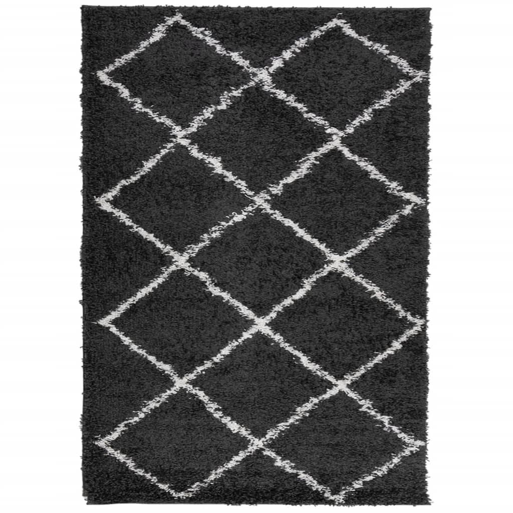 Vidaxl rug Shaggy high pile modern 140x200 cm black and cream