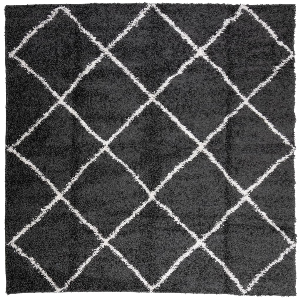 Vidaxl rug Shaggy high pile modern 160x160 cm black and cream