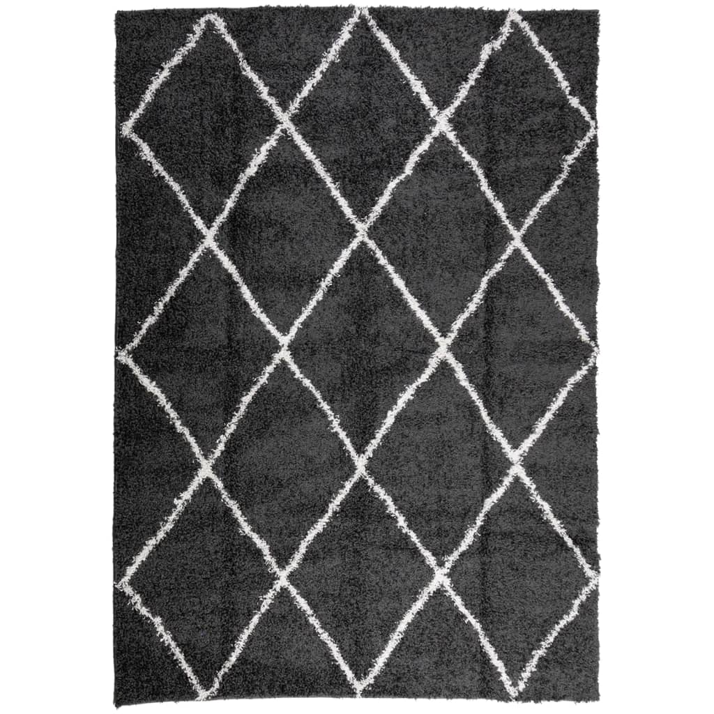 Vidaxl rug Shaggy high pile modern 160x230 cm black and cream