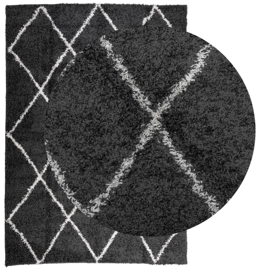 Vidaxl Rug Shaggy High Pile Modern 160x230 cm sort og fløde