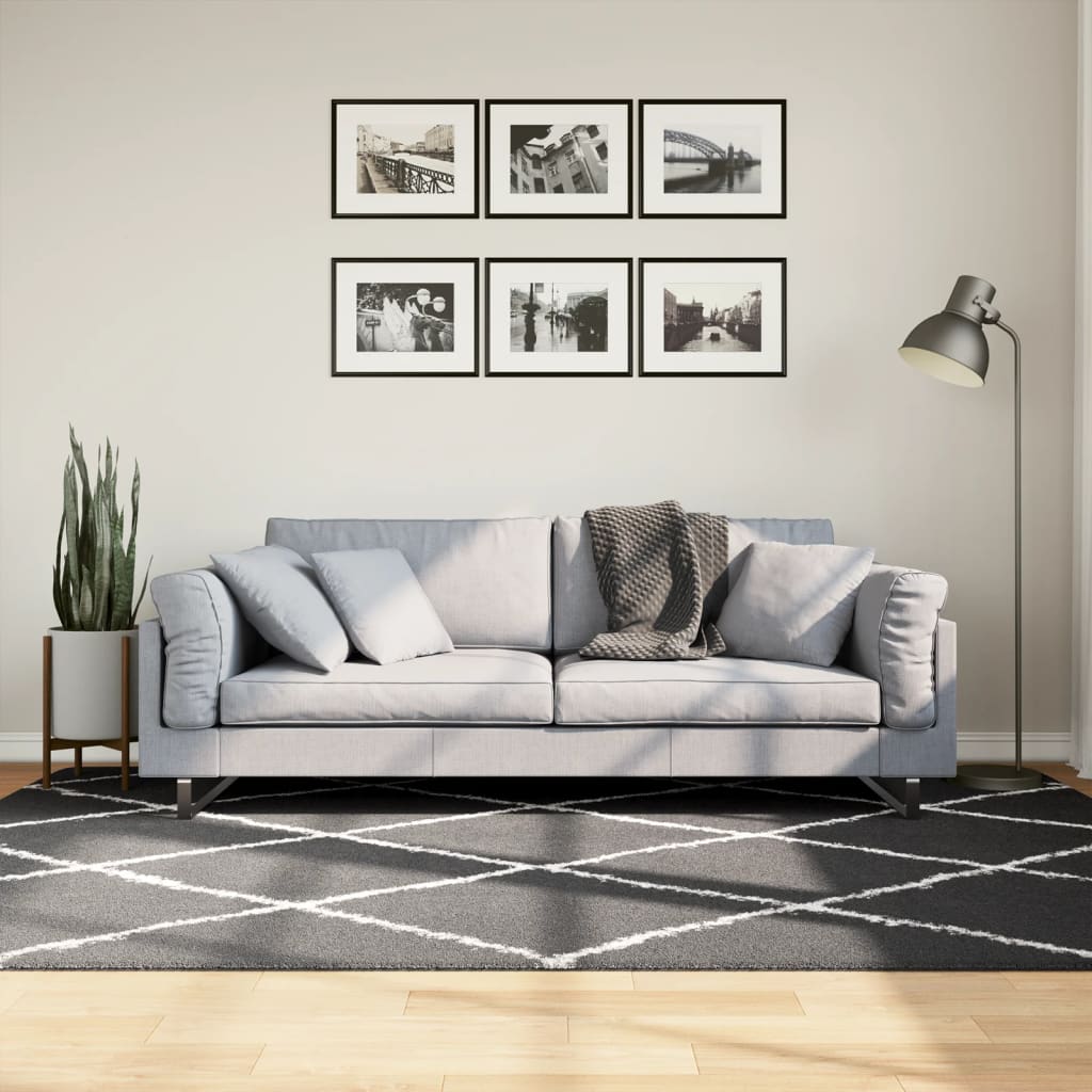 Vidaxx tapis shaggy poils longs moderne 160x230 cm noir et crème