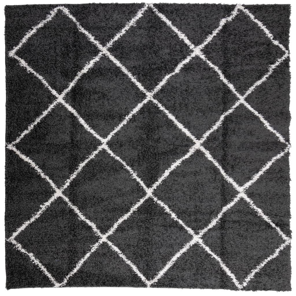 Vidaxl rug Shaggy high pile modern 240x240 cm black and cream