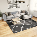 Vidaxl Rug Shaggy High Pile Modern 240x240 cm svart og krem