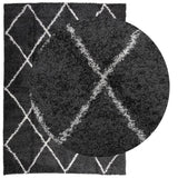 Tapis vidaxl shaggy high pile moderne 240x340 cm noir et crème