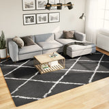 Vidaxl Rug Shaggy High Pile Modern 240x340 cm svart og krem