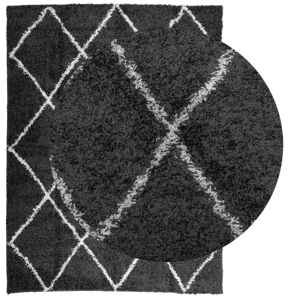 Vidaxl Rug Shaggy High Pile Moderne 300x400 cm sort og fløde