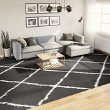 Vidaxx tapis shaggy poils longs moderne 300x400 cm noir et crème