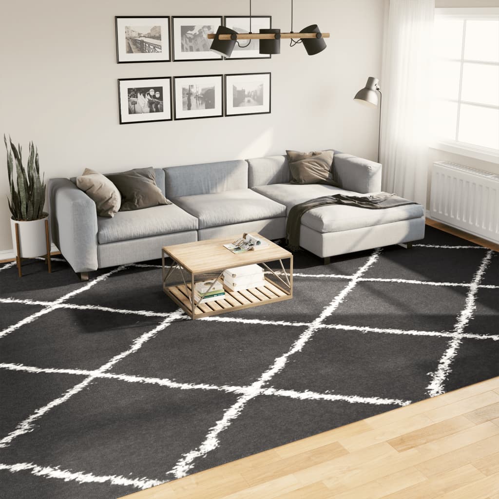 Vidaxl Rug Shaggy High Pila moderno de 300x400 cm Negro y crema