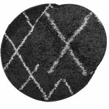 VidaXL tapis shaggy poils longs moderne ø 80 cm noir et crème