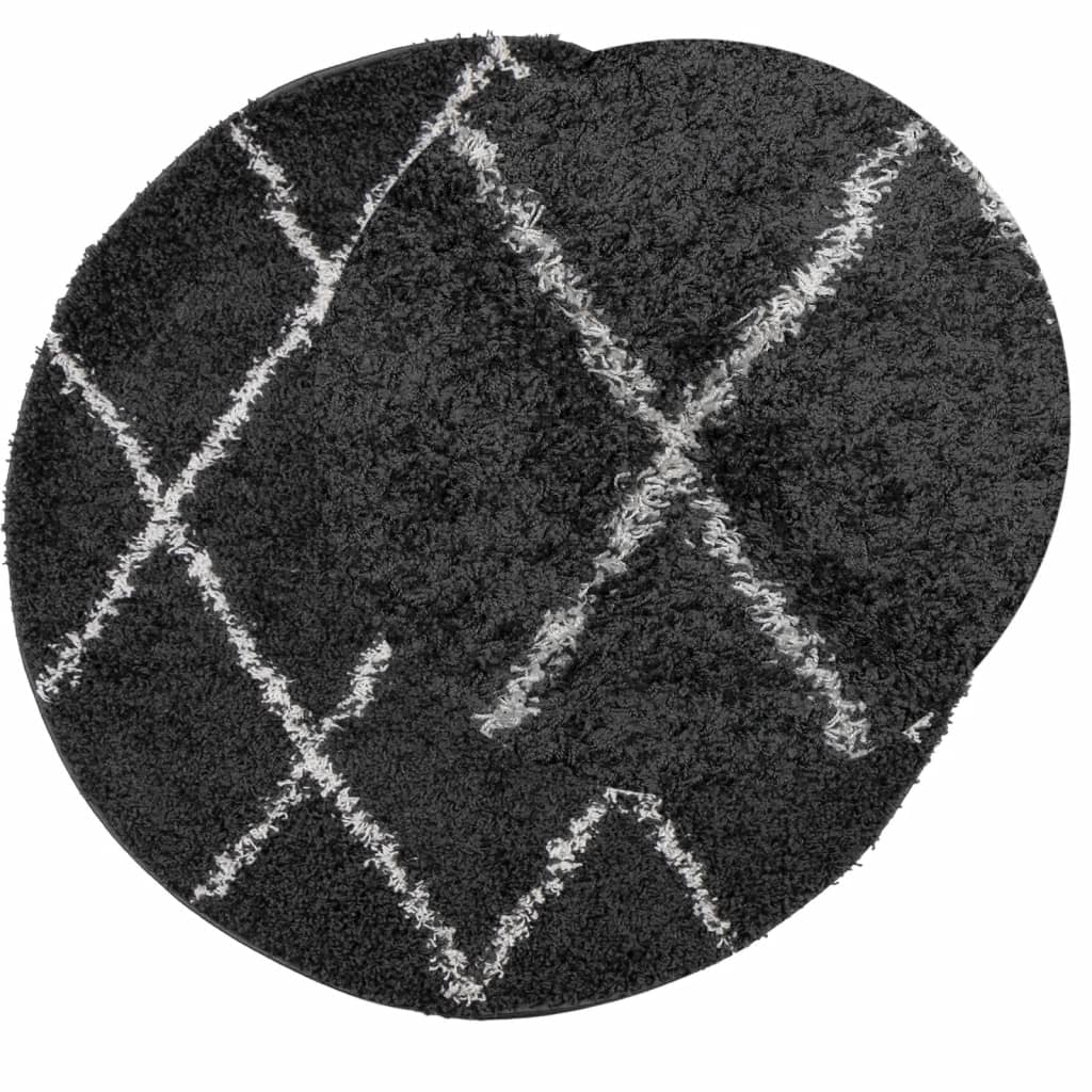 Vidaxl rug Shuggy héije Pile modern Ø 80 cm schwaarz a Crème