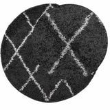 Vidaxl Rug Shaggy High Pile Moderne Ø 80 cm sort og fløde